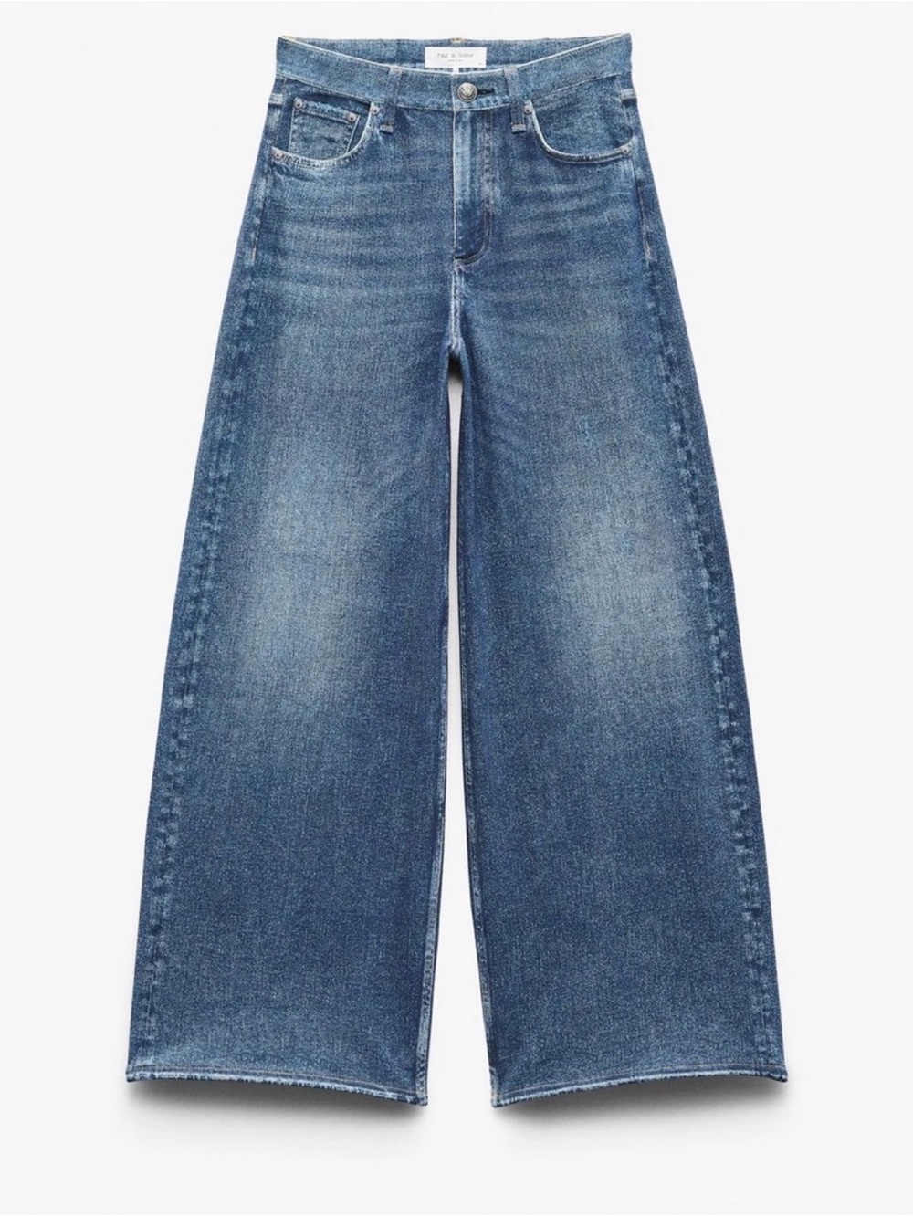 rag & bone Wide-Leg High-Rise Jeans in Dark Blue Wash | Like light joggers